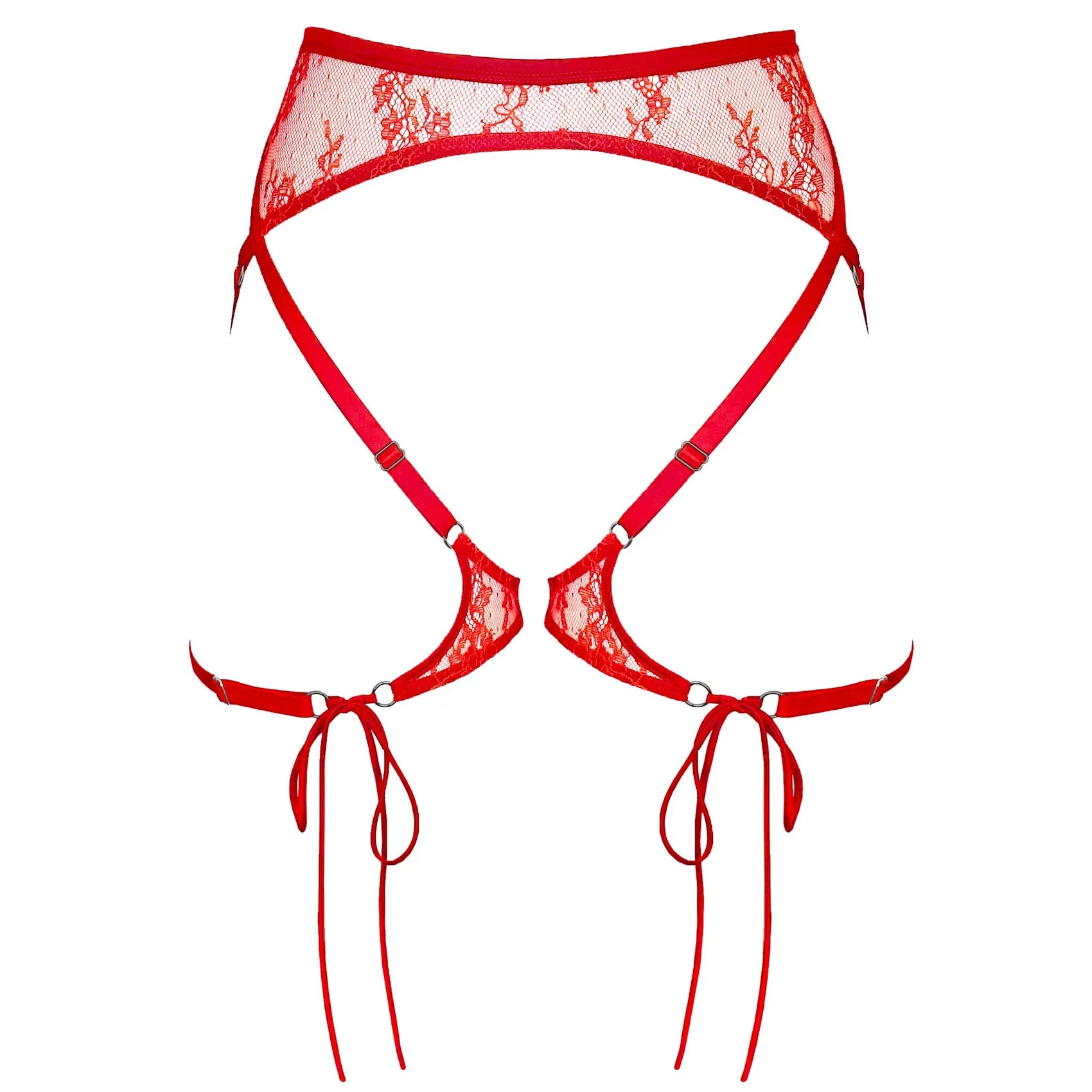 Moonstruck Lace Harness Fire Red - Monique Morin Lingerie