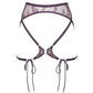Burgundy ultra fine lace harness with waist clasp, adjustable straps and detachable mini-tie