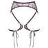Burgundy ultra fine lace harness with waist clasp, adjustable straps and detachable mini-tie