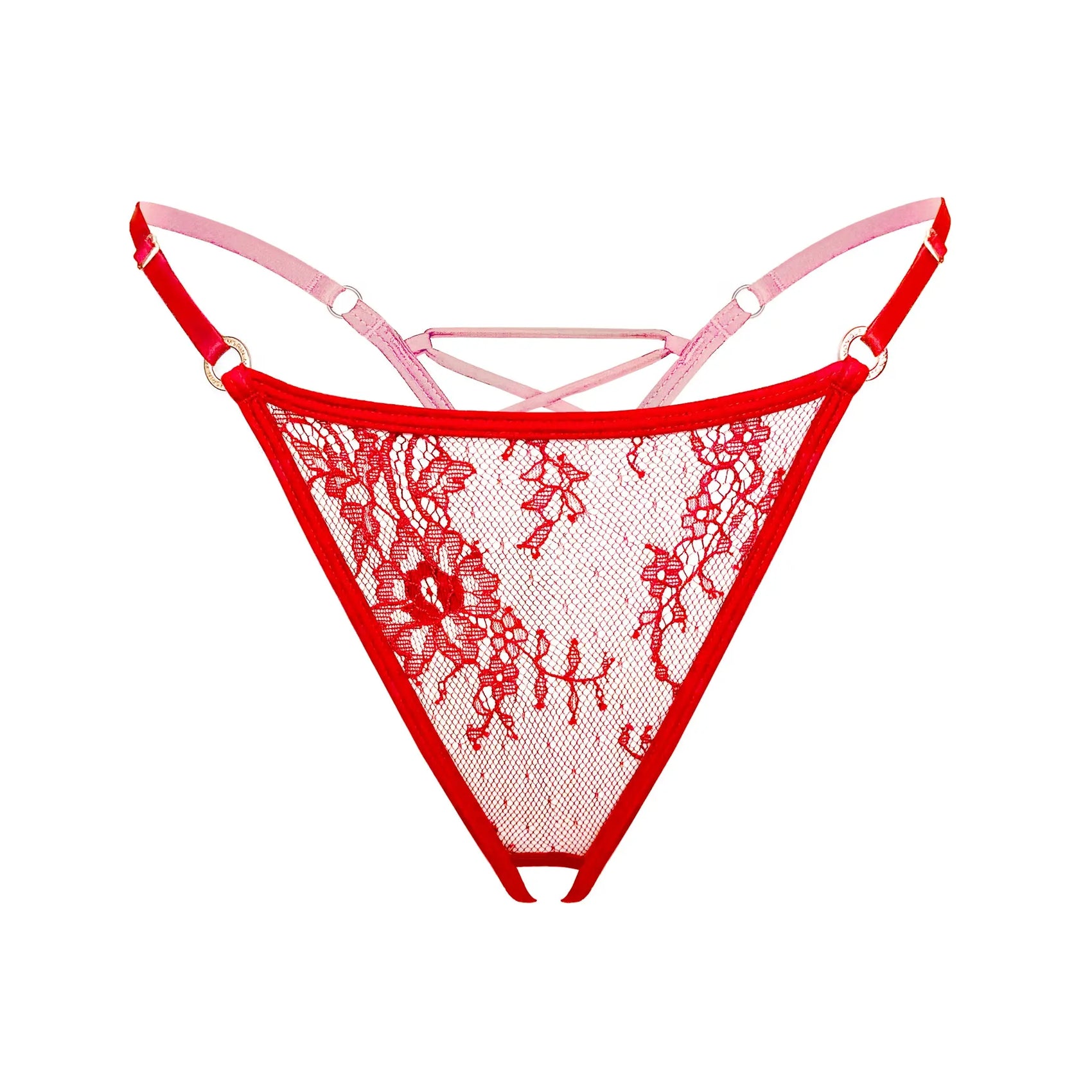 Moonstruck Thong Ouvert Fire Red - Monique Morin Lingerie