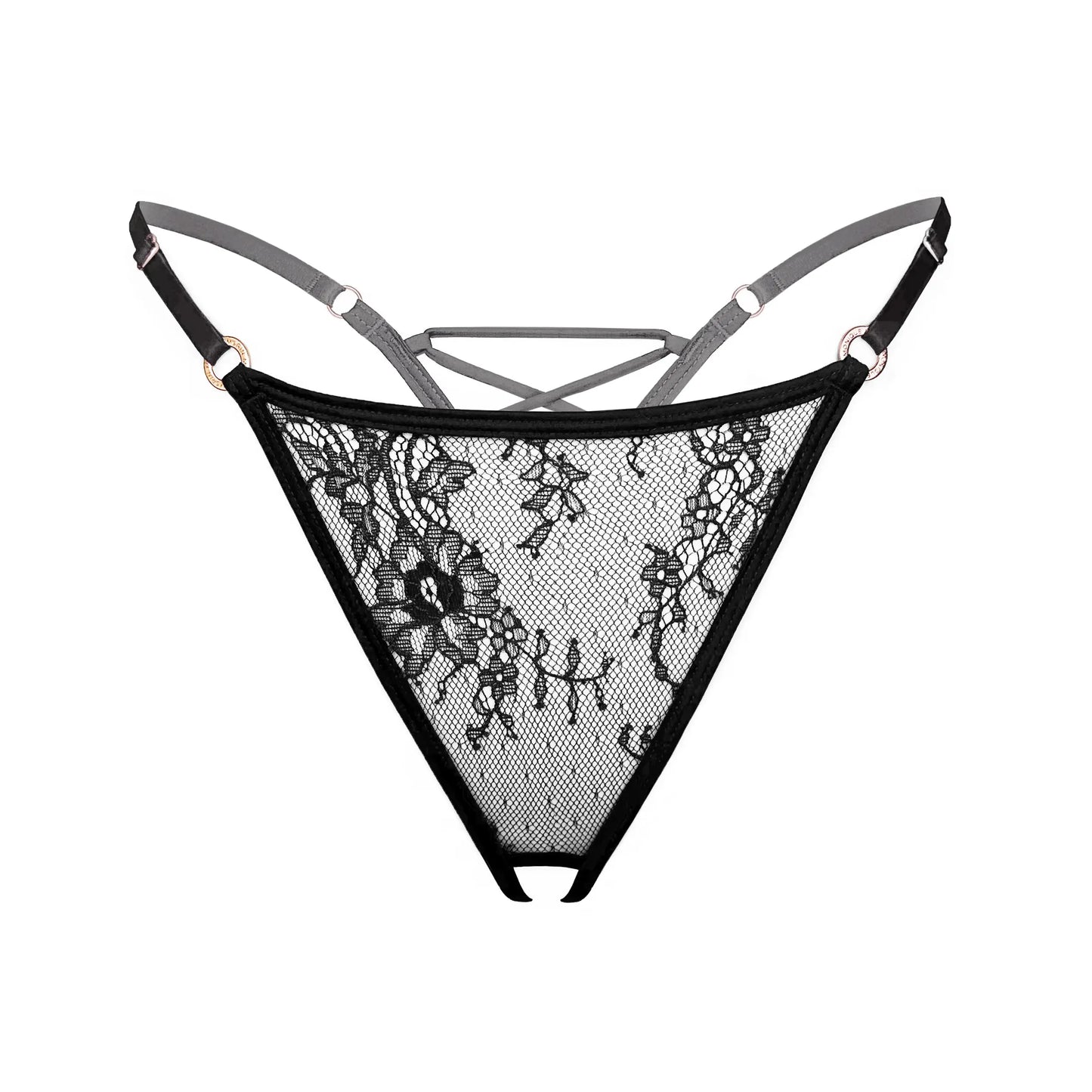 Moonstruck Thong Ouvert Black - Monique Morin Lingerie