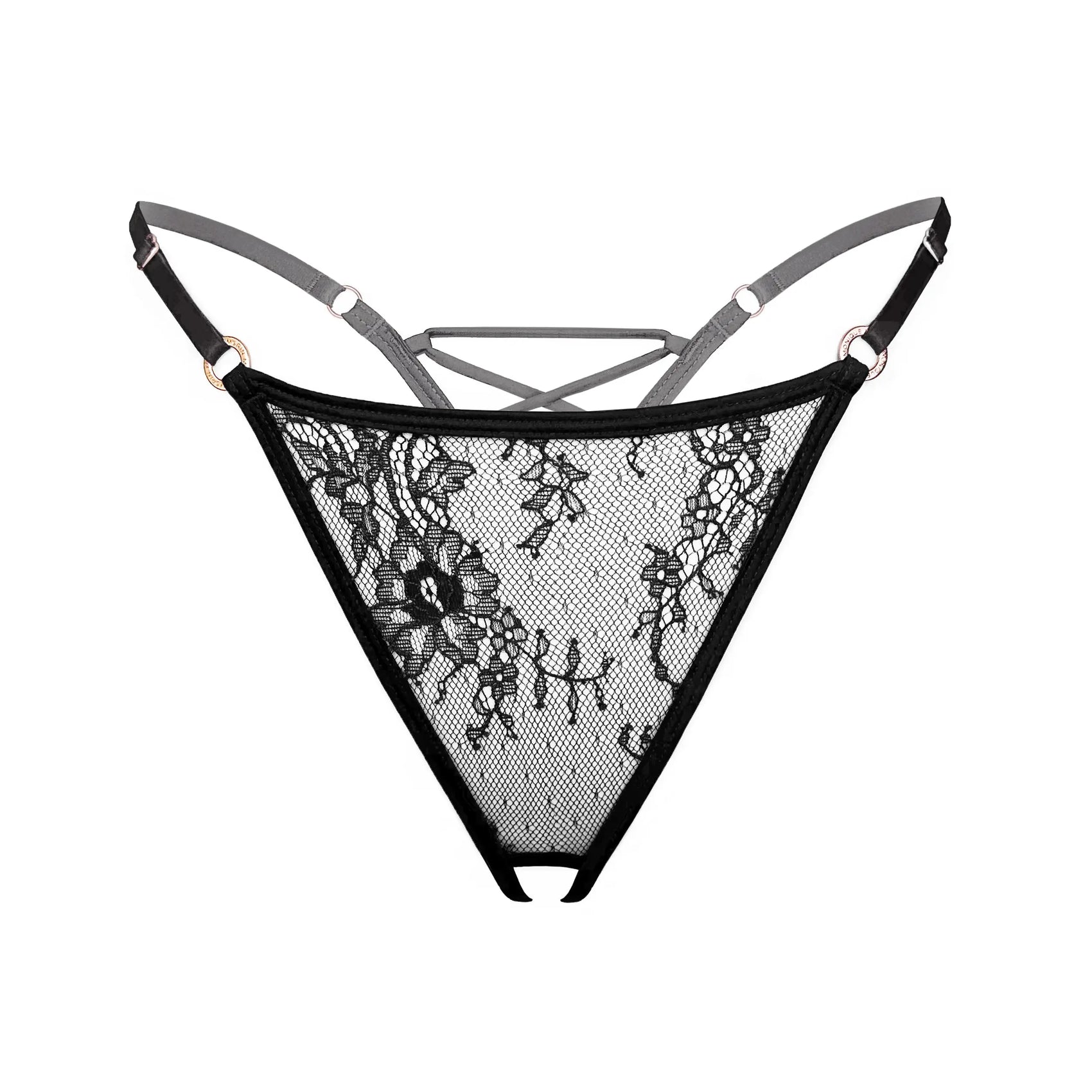 Moonstruck Thong Ouvert Black - Monique Morin Lingerie