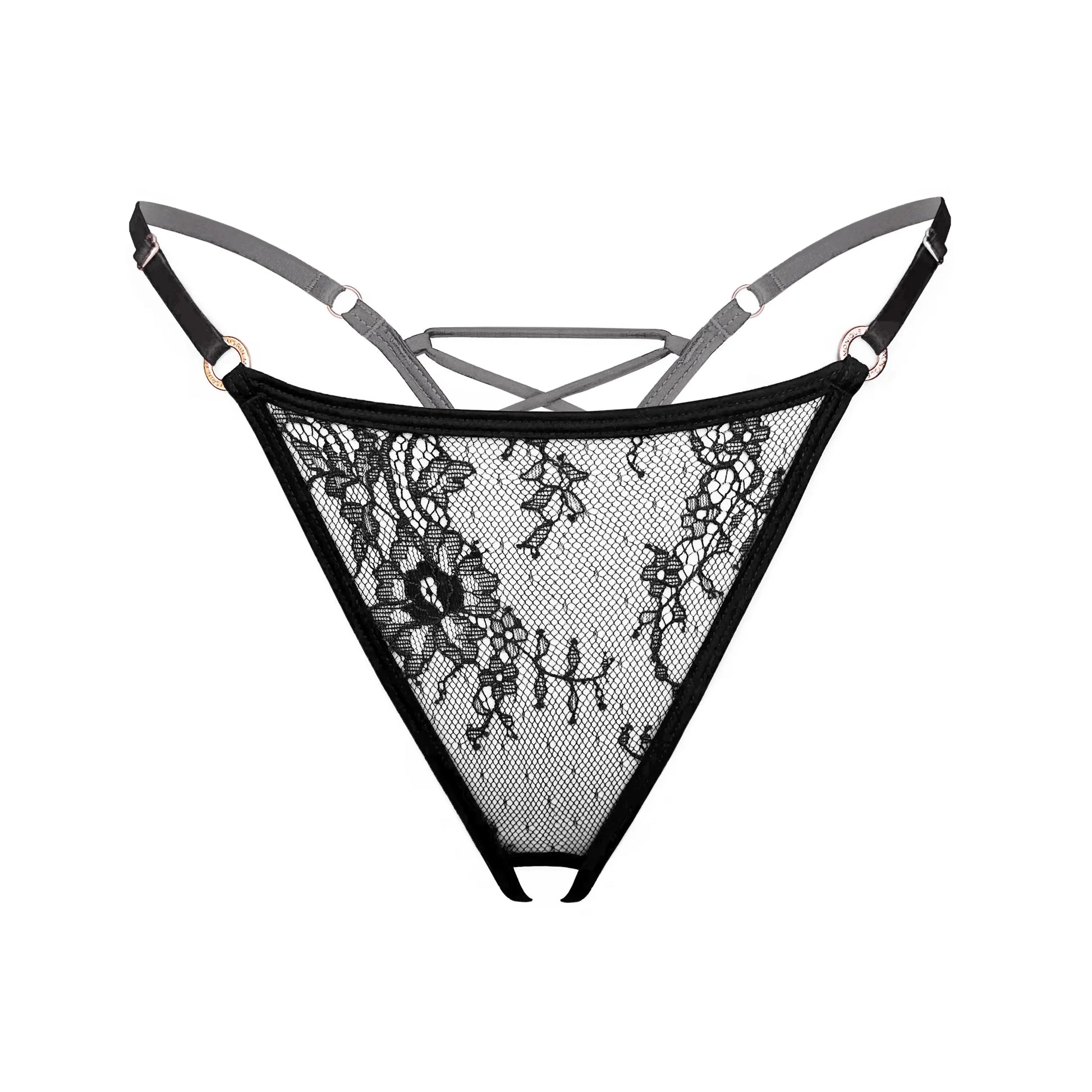 Moonstruck Thong Ouvert Black - Monique Morin Lingerie