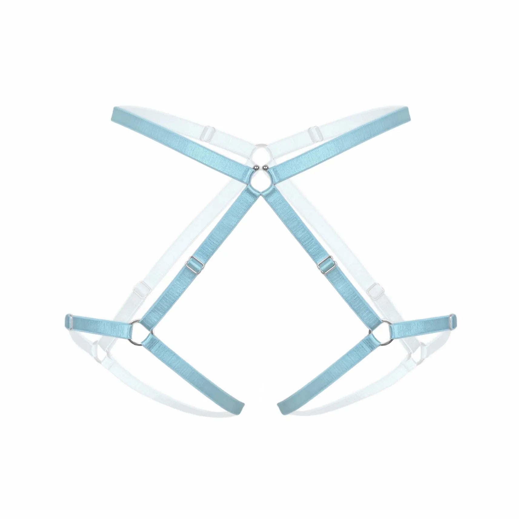 Blue soft touch elastic, pull-on harness, fully adjustable for custom fit