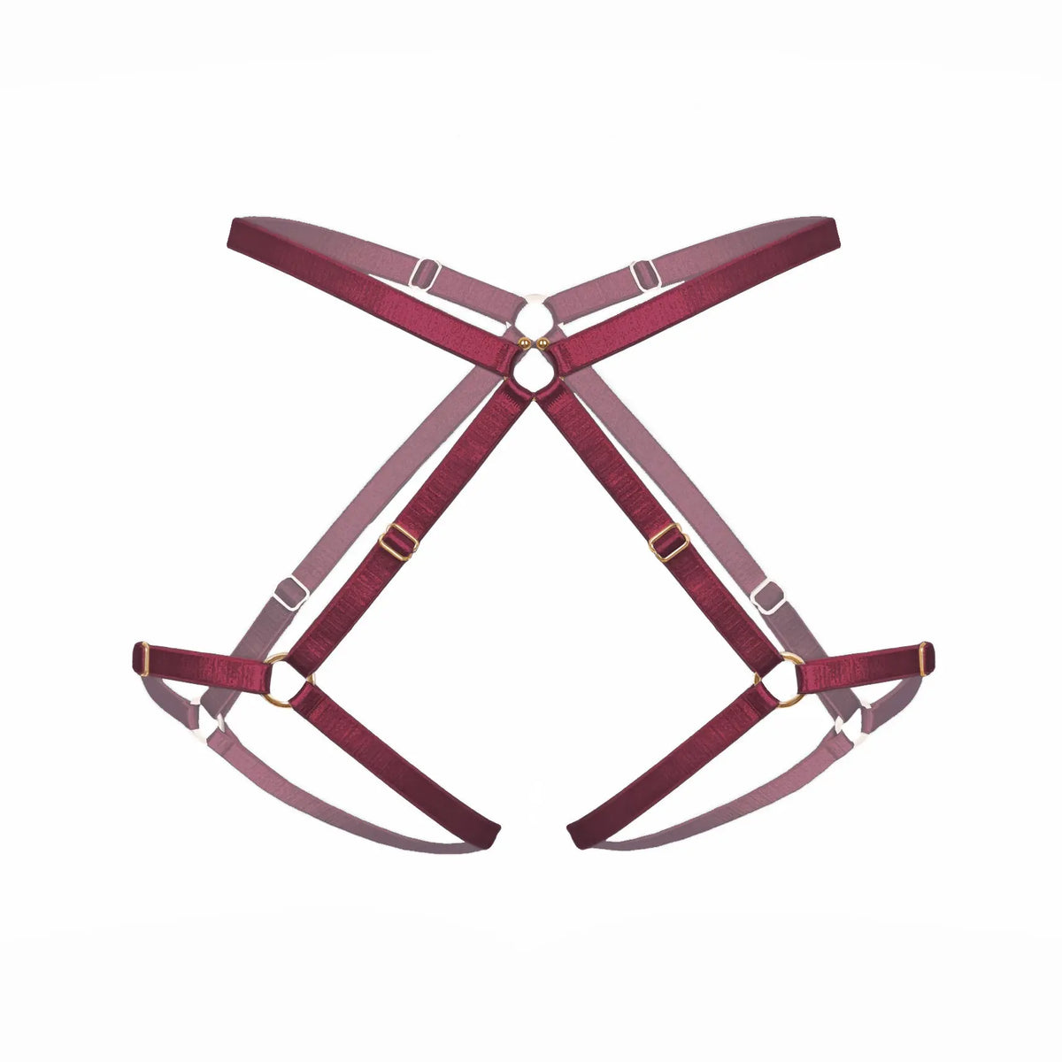 Burgundy soft touch elastic, pull-on harness, fully adjustable for custom fit
