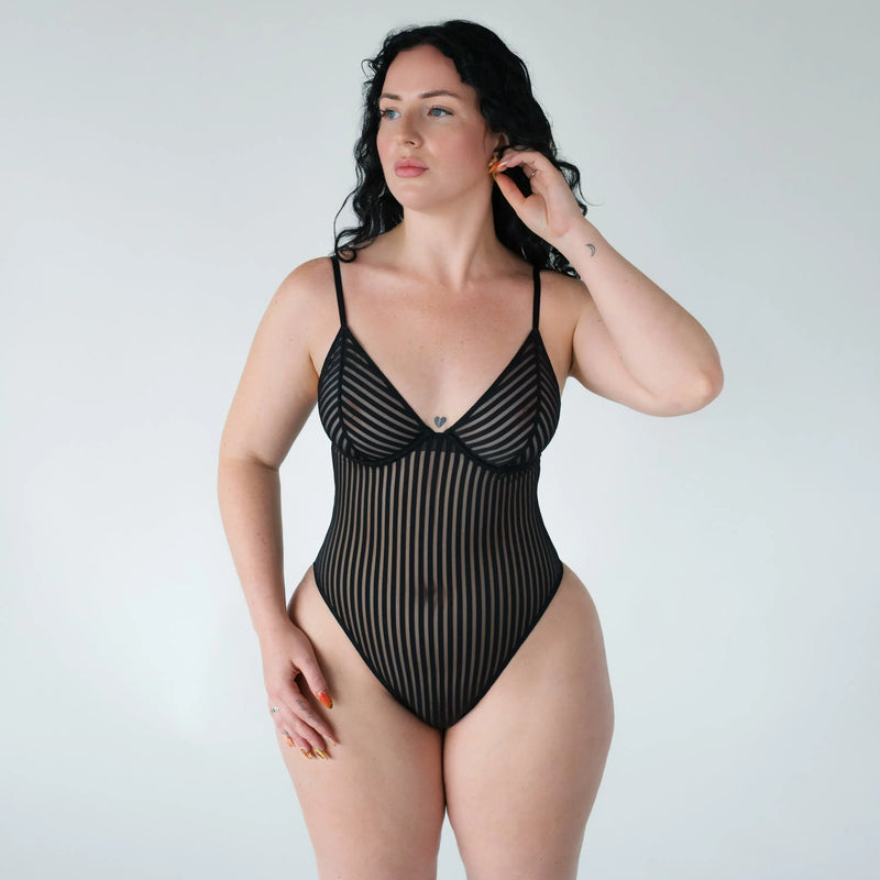 Vertigo Wired Bodysuit Black - Monique Morin Lingerie