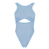 Product thumbnail Vertigo Cutout Bodysuit Denim Blue - Monique Morin Lingerie
