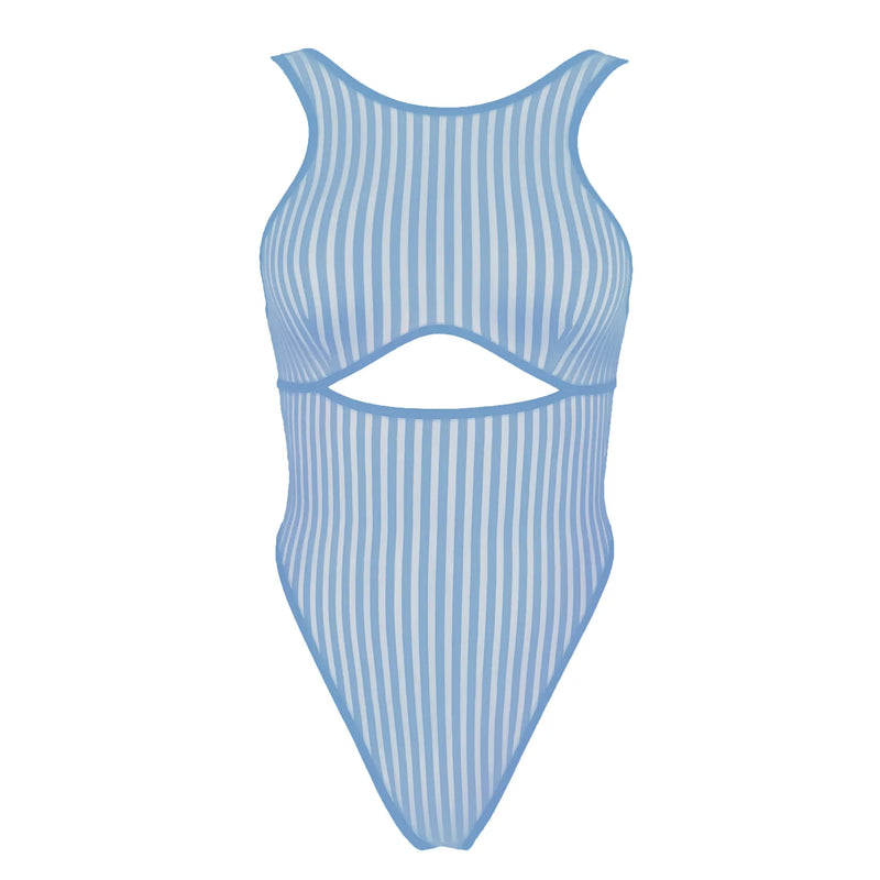 Vertigo Cutout Bodysuit Denim Blue - Monique Morin Lingerie