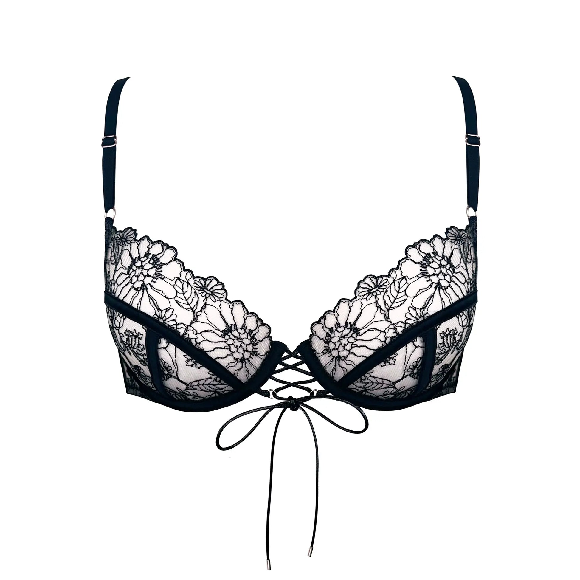 Whisper Wired Demi Bra Black - Monique Morin Lingerie