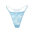 Blue stretch lace low-rise thong with adjustable waist elastic