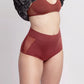 Brown modal high waisted shorty brief with cutout illusion mesh panels