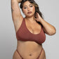 Brown modal thong with adjustable side strap and  brown modal pull over scoop neck bralette