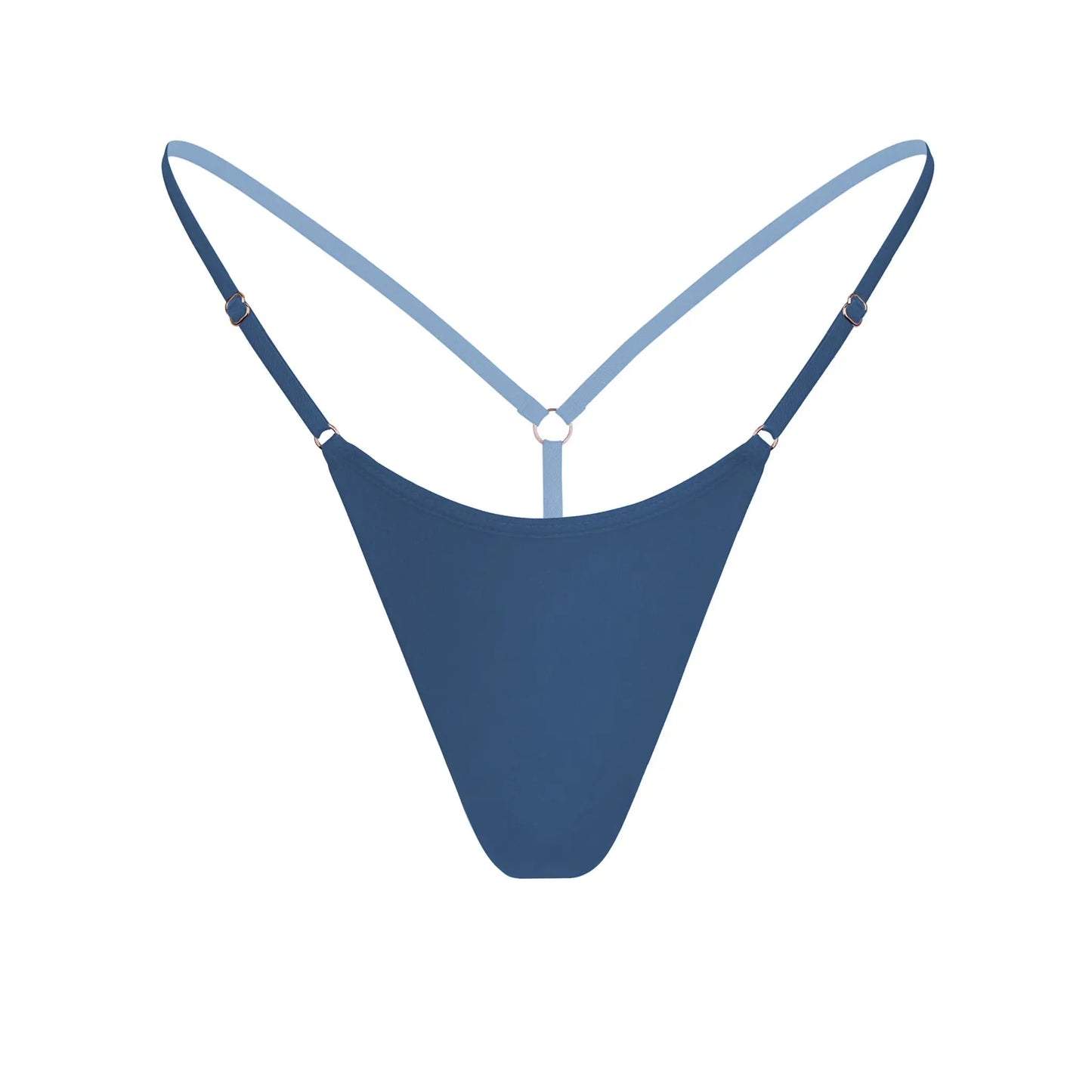 Caress Micro-G String Dark Denim Blue - Monique Morin Lingerie