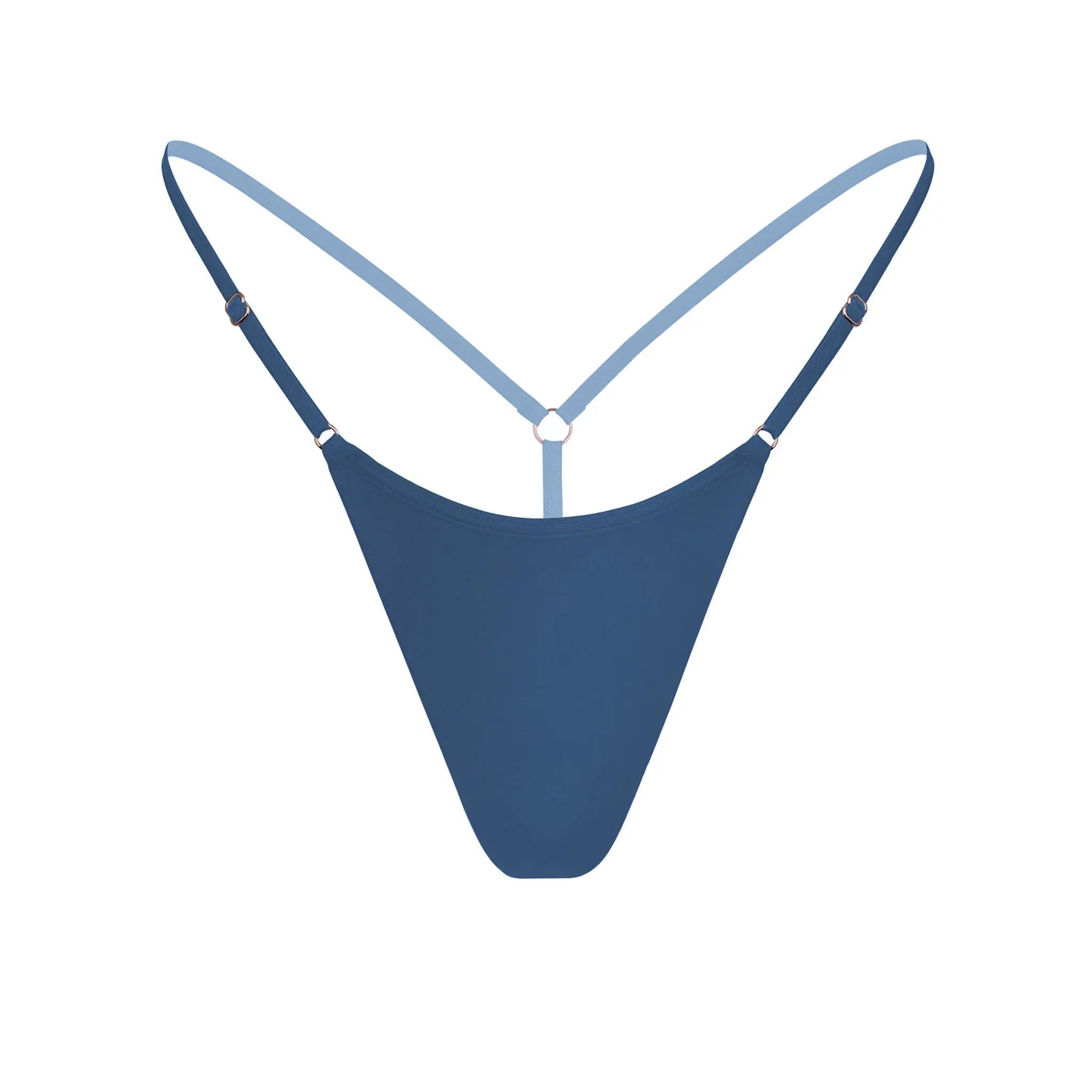 Caress Micro-G String Dark Denim Blue - Monique Morin Lingerie