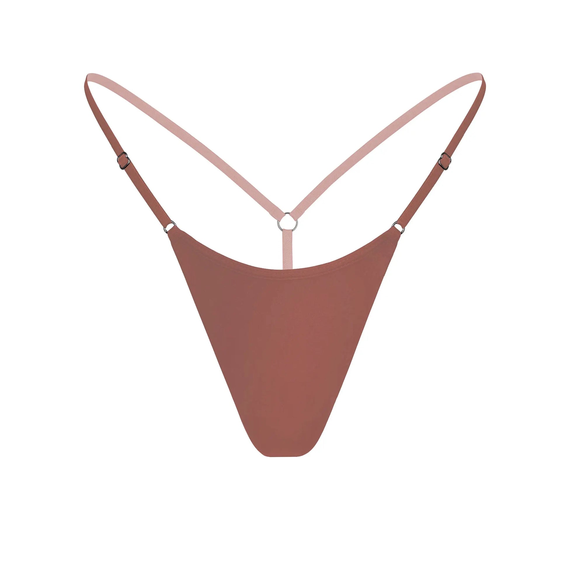 Brown, adjustable modal thong