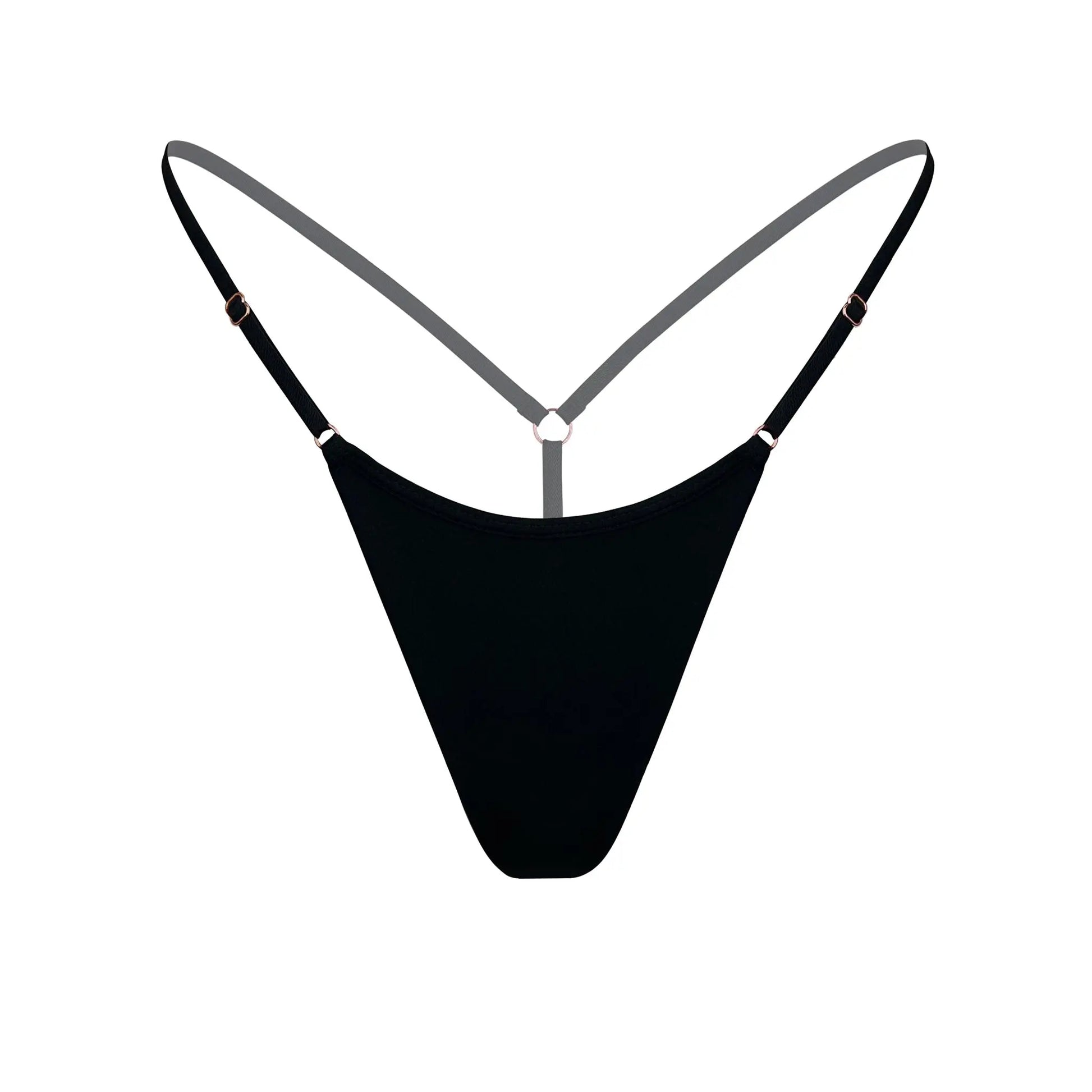 Black, adjustable modal thong