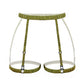 Green ruched satin over soft touch elastic garters with back clasp, detachable leg bands and adjust elastics