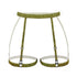 Green ruched satin over soft touch elastic garters with back clasp, detachable leg bands and adjust elastics
