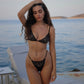 Black tulle embroidered triangle bralette, front closure and adjustable straps