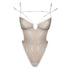 White rigid tulle bodysuit with liquid shine effect embroidery with adjustable straps