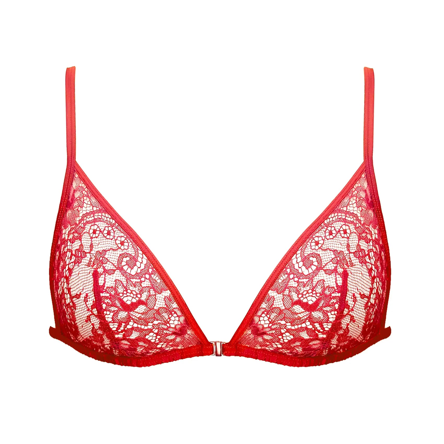 Moonstruck Triangle Bralette Fire Red - Monique Morin Lingerie