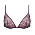 Burgundy ultra-fine lace bralette with front clasp and adjustable straps and back band