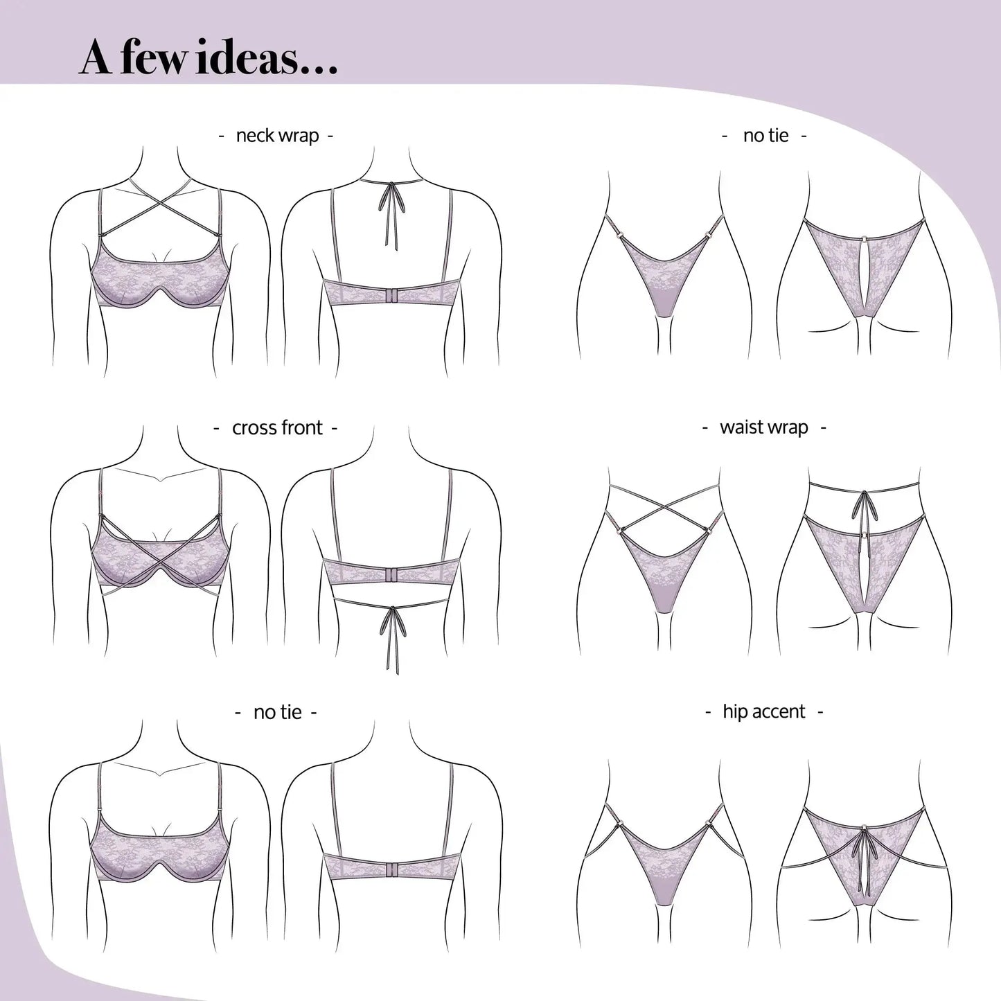 Brown stretch lace bikini with cutout design in back and adjustable side strap detachable tie instructions
