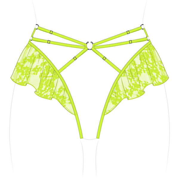 Hologram Skirted Harness Acid Green