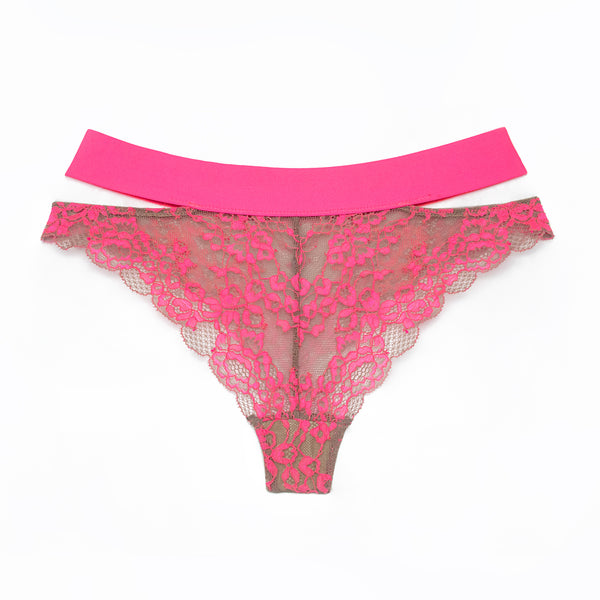 Wild Lace Cheeky Pink - Monique Morin Lingerie