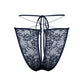 Black stretch lace bikini with cutout design in back and adjustable side strap