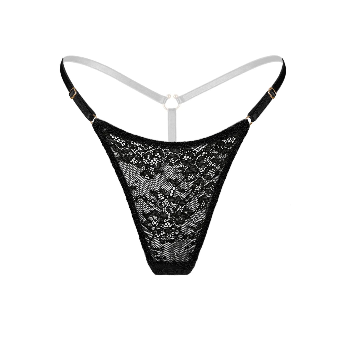 Black Lace thong with adjustable waist strap