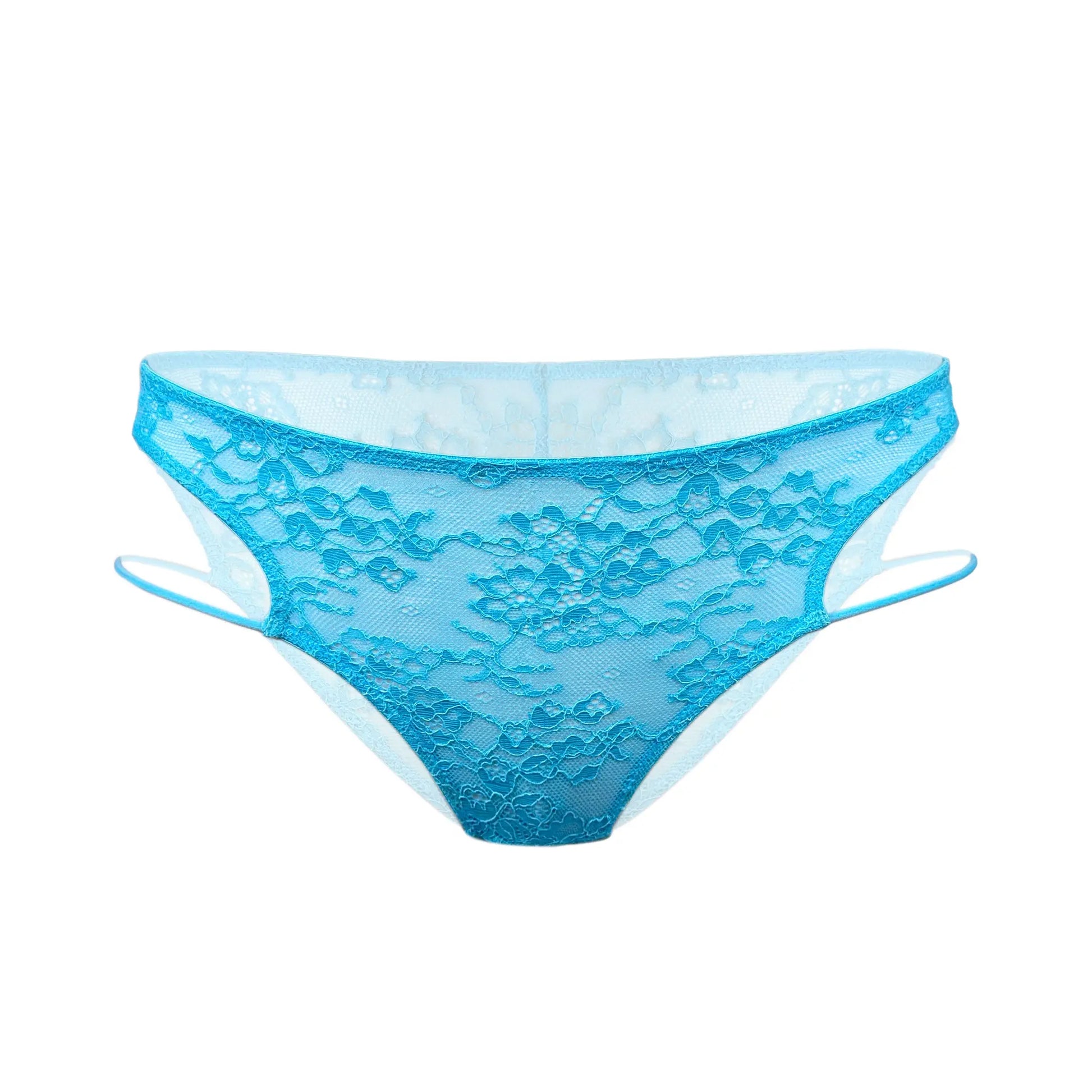 Blue lace cutout illusion moderate coverage panty