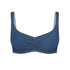 Dark blue modal bralette in a pull-on style with adjustable straps