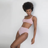 Product thumbnail Caress Sweetheart Bralette Fleur Pink - Monique Morin Model 5’8’’ 34B wearing size S