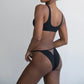 Black modal bikini with narrow back coverage and adjustable side strap