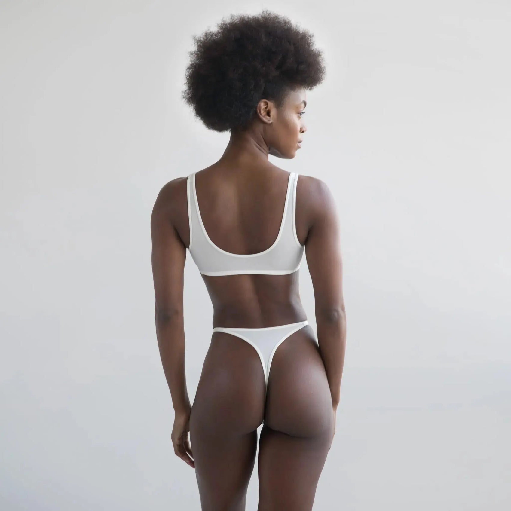 White modal thong with adjustable side strap
