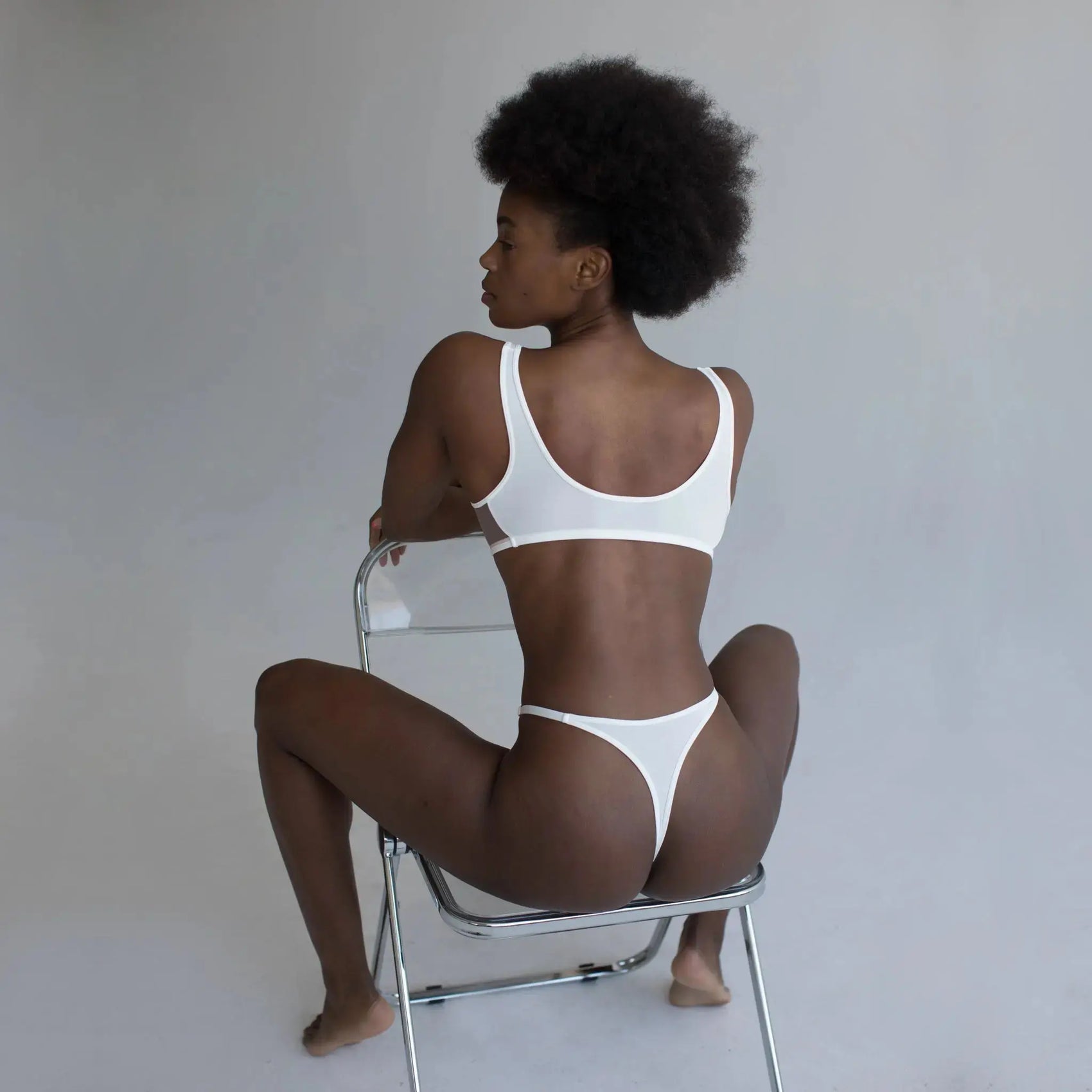 White modal thong with adjustable side strap