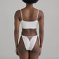 White modal bikini with narrow back coverage and adjustable side strap