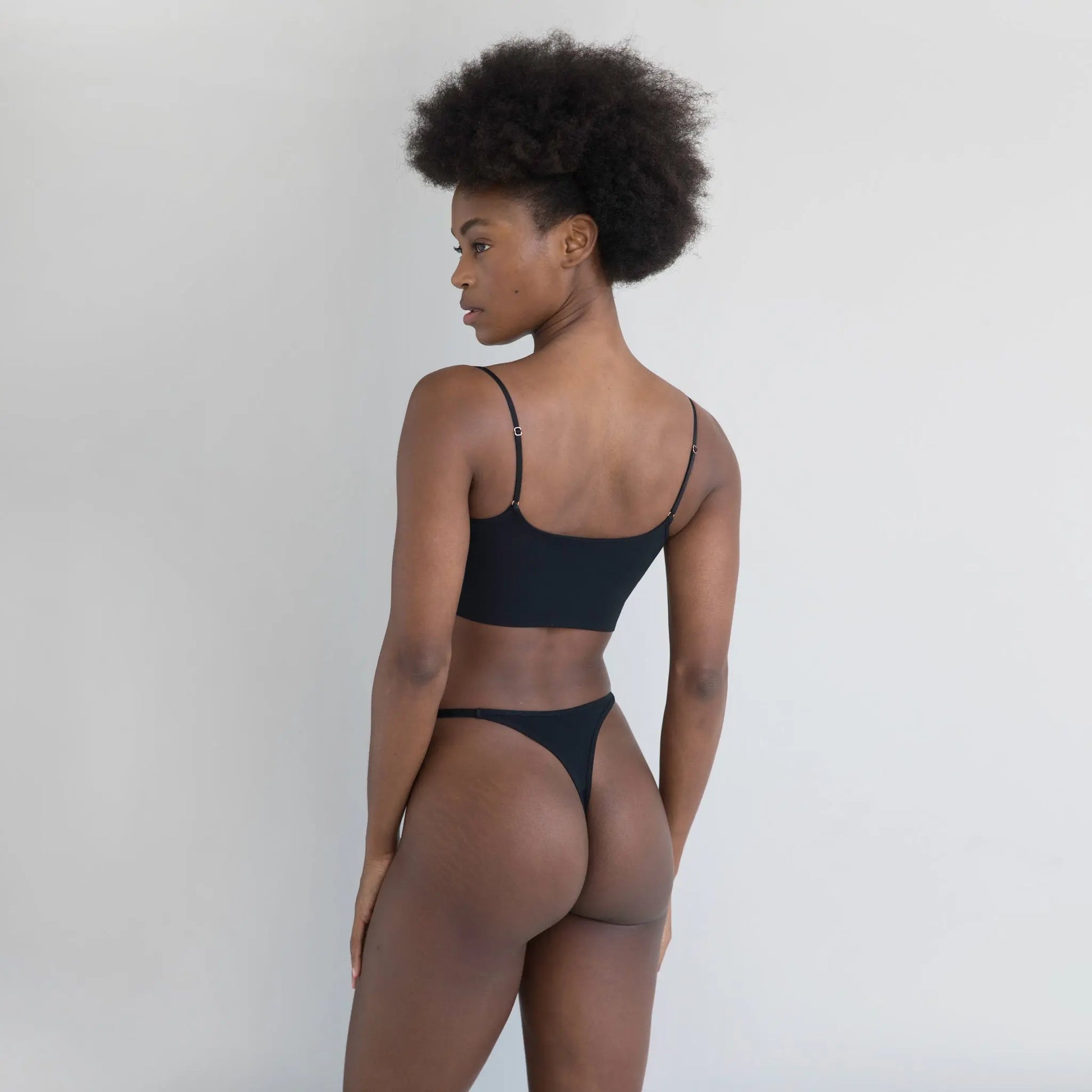 Black modal long line bralette, fully lined with adjustable shoulder straps