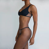 Product thumbnail Core Scoop Neck Bralette Black - Monique Morin Model 5’8’’ 34B wearing size S
