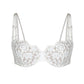 White lace, underwire, high support bra with adjustable straps and back closure