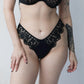 Black lace cheeky panty with scooped waist and soft microfiber lining