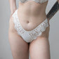 White lace cheeky panty with scooped waist and soft microfiber lining
