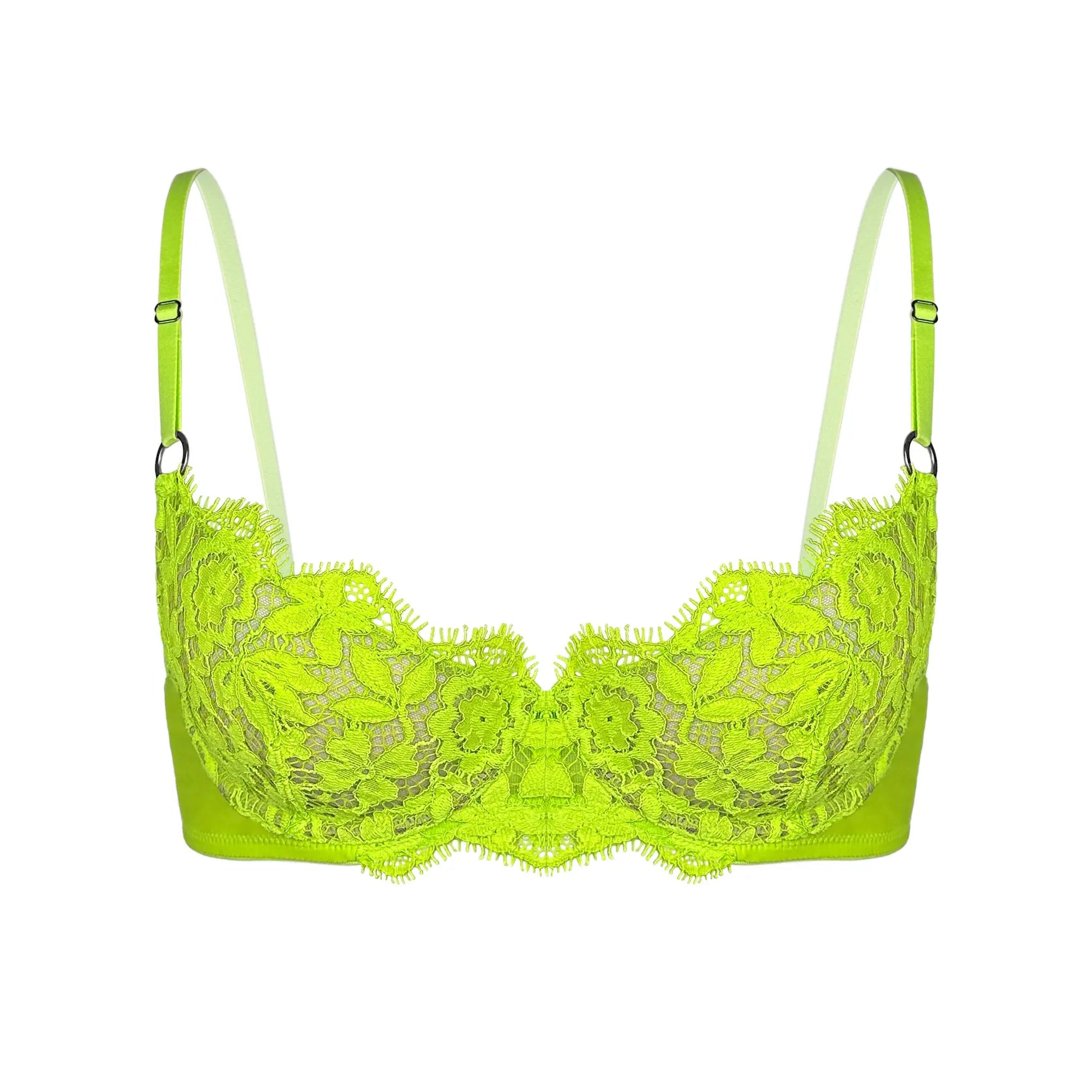 Frisson Lace Demi Bra Acid Green - Monique Morin Lingerie