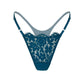 Blue lace thong with microfiber back and gusset with adjustable waist elastics