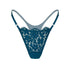 Blue lace thong with microfiber back and gusset with adjustable waist elastics