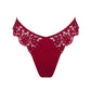 Red lace cheeky panty with scooped waist and soft microfiber lining