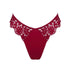 Red lace cheeky panty with scooped waist and soft microfiber lining