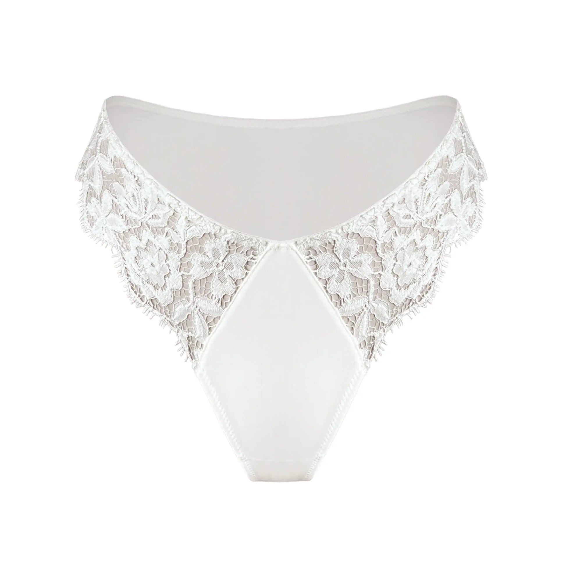 White lace cheeky panty with scooped waist and soft microfiber lining