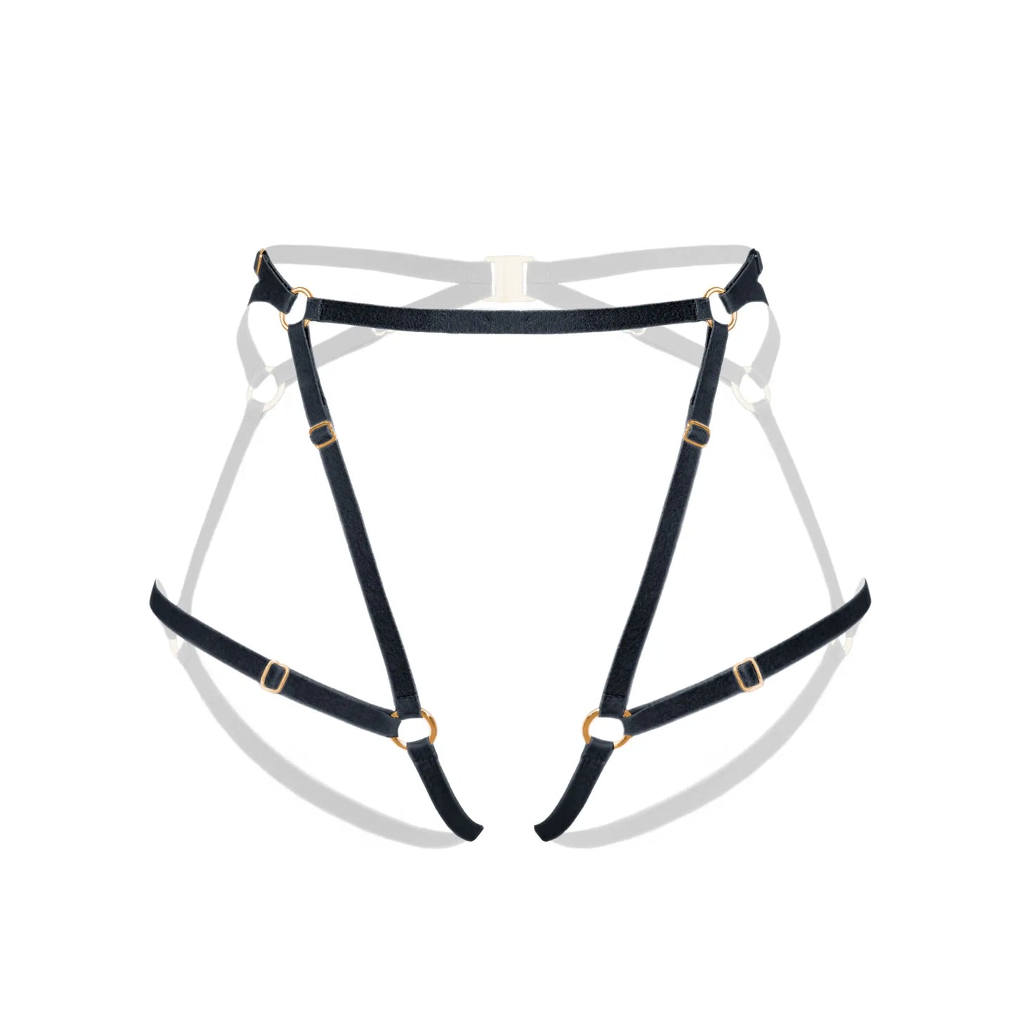 Black soft touch elastic harness, fully adjustable with back clasp closure